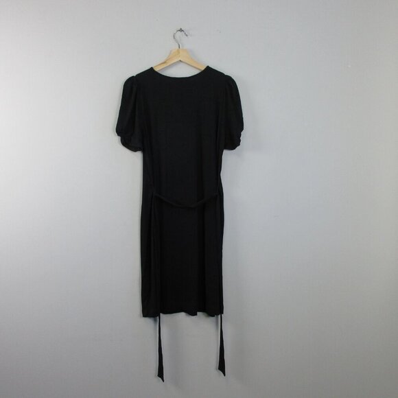 Boden Knot Detail Jersey Mini Dress 8 Black Viscose Blend Belted Cocktail 278 - Picture 2 of 11